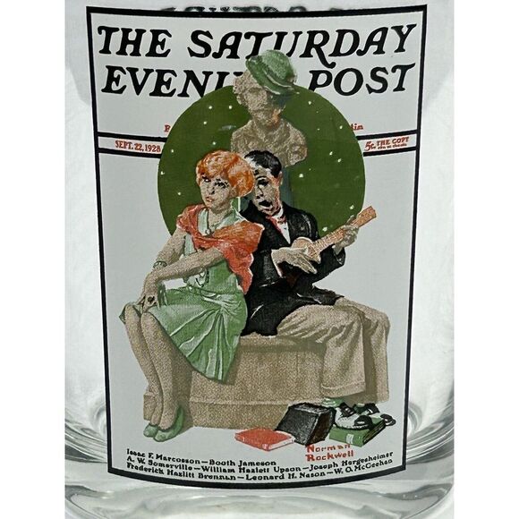 Preowned VINTAGE The Saturday Evening Post Norman Rockwell Serenade Glass Cup - Picture 2 of 9
